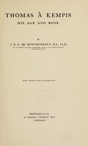 Front cover of Thomas à Kempis by De Montmorency, James Edward Geoffrey