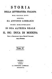 Front cover of Storia della letteratura italiana nel secolo XVIII by Antonio Lombardi
