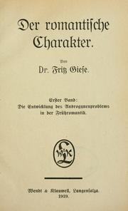 Front cover of Die Entwicklung des Androgynenproblems in der Frühromantik by Fritz Giese