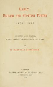 Front cover of Early English and Scottish poetry, 1250-1600 by H. Macaulay Fitzgibbon