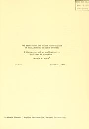 Front cover of The problem of the active coordination of hierarchical decision systems by Horace W. Brock
