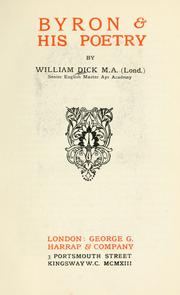 Front cover of Byron & his poetry by William Dick