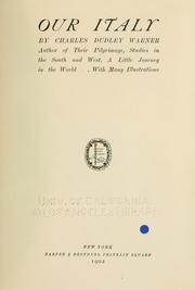 Cover of Our Italy by Charles Dudley Warner