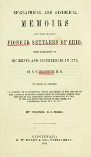 Front cover of Biographical and historical memoirs of the early pioneer settlers of Ohio by Samuel P. Hildreth