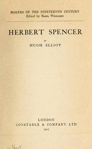 Front cover of Herbert Spencer by Hugh Samuel Roger Elliot