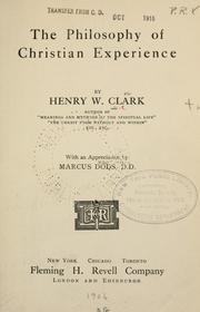 Front cover of The philosophy of Christian experience by Clark, Henry William