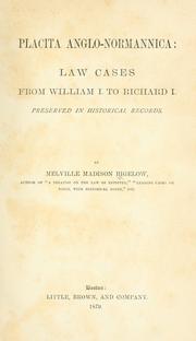 Front cover of Placita anglo-normannica by Melville Madison Bigelow