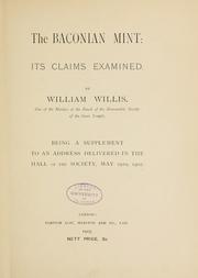 Front cover of The Baconian mint: its claims examined by Willis, William