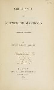 Cover of Christianity the science of manhood by Minot J. Savage