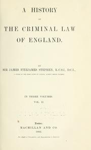 Cover of A history of the criminal law of England by Sir James Fitzjames Stephen