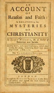 Front cover of An account of reason and faith by Norris, John