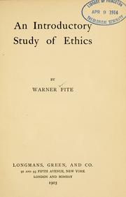 Front cover of An introductory study of ethics by Warner Fite