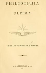 Cover of Philosophia ultima by Charles W. Shields