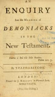 Front cover of An Enquiry into the meaning of demoniacks in the New Testament by Arthur Ashley Sykes