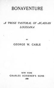 Front cover of Bonaventure by George Washington Cable