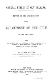 Front cover of General Butler in New Orleans by James Parton
