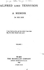 Cover of Alfred Lord Tennyson by Hallam Tennyson