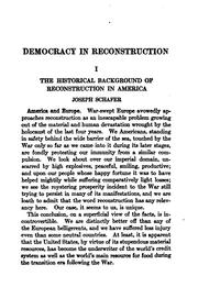 Cover of Democracy in reconstruction by Cleveland, Frederick Albert