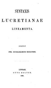 Front cover of Syntaxis Lucretianae lineamenta by Friedrich Wilhelm Holtze