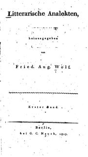Front cover of Litterarische Analekten by Friedrich August Wolf