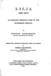 Cover of Lilja (The lily) an Icelandic religious poem of the fourteenth century by Eysteinn Ásgrímsson