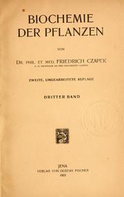 Cover of Biochemie der pflanzen, von dr. phil et med. Friedrich Czapek by Czapek, Friedrich