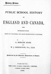 Front cover of Public school history of England and Canada by G. Mercer Adam