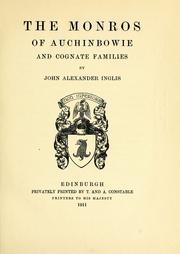 Front cover of Monros of Auchinbowie and cognate families by John Alexander Inglis