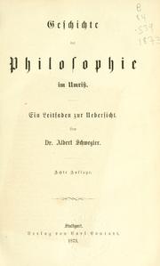 Cover of Geschichte der Philosophie im Umriss by Schwegler, Albert