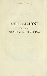 Cover of Meditazioni sulla economia politica by Pietro Verri