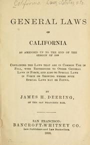 Front cover of General laws of California as amended up to the end of the session of 1899 by California.