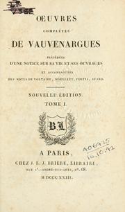 Front cover of Oeuvres complètes by Luc de Clapiers marquis de Vauvenargues