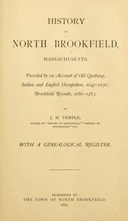 Front cover of History of North Brookfield, Massachusetts by J. H. Temple