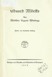 Cover of Eduard Mörike by Walther Eggert-Windegg
