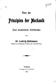 Front cover of Uber die Prinzipien der Mechanik by Boltzmann, Ludwig