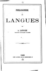 Front cover of Philosophie des langues by Auguste Latouche