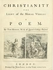 Front cover of Christianity the light of the moral world by Thomas Hobson
