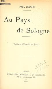 Cover of Au pays de Sologne by Paul Besnard