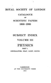 Cover of Catalogue of Scientific Papers, 1800-1900 by Royal Society (Great Britain)