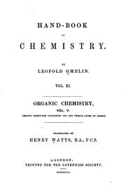 Cover of Hand-book of chemistry by Leopold Gmelin