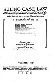 Cover of Ruling Case Law as Developed and Established by the Decisions and ... by William Mark McKinney 