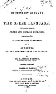 Front cover of An elementary grammar of the Greek language by Raphael Kühner