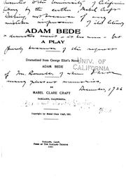 Front cover of Adam Bede: A Play Dramatized from George Eliot's Novel, Adam Bede by George Eliot