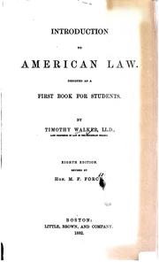 Cover of Introduction to American law by Timothy Walker 