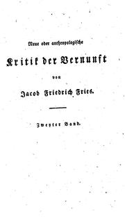 Cover of Neue oder anthropologische Kritik der Vernunft by Jakob Friedrich Fries
