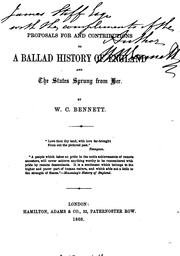 Cover of Proposals for and Contributions to a Ballad History of England and the States Sprung from Her by William Cox Bennett