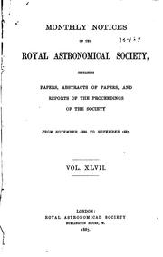 Cover of Monthly Notices of the Royal Astronomical Society by Royal Astronomical Society