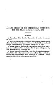 Cover of Annual Report of the Board of Regents of the Smithsonian Institution by United States National Museum.