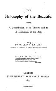 Front cover of The Philosophy of the Beautiful .. by William Angus Knight