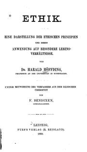 Front cover of Ethik: eine Darstellung der ethischen Prinzipien und deren Anwendung auf besondere .. by Harald Høoffding